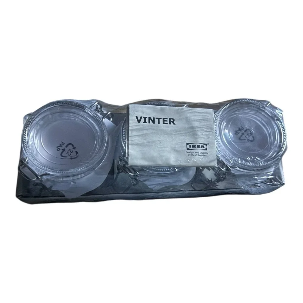 IKEA Vitner Snowflake Mini Storage Jars Christmas Holiday 4 oz. Set of 3 New Box